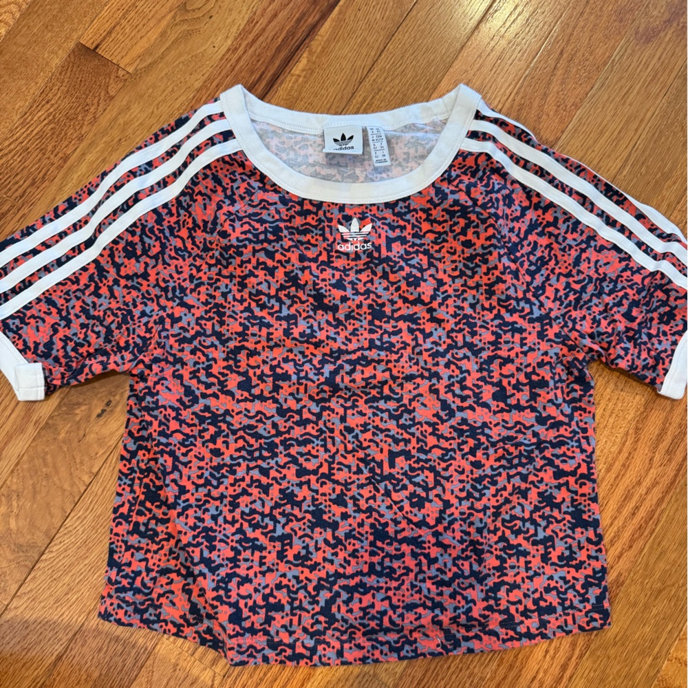 Adidas Cropped Tee with White Stripes